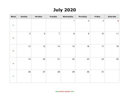 july 2020 blank calendar free download calendar templates