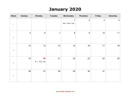 download blank calendar 2020 12 pages one month per page horizontal