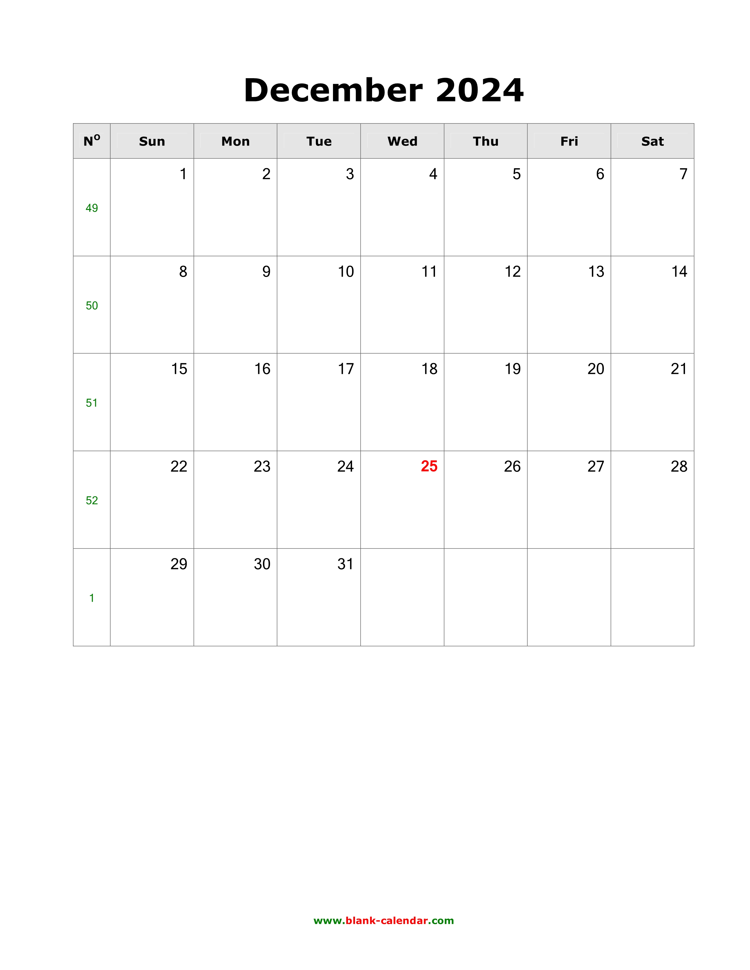 Free Printable December 2024 Calendar Templates For Experienced Sula