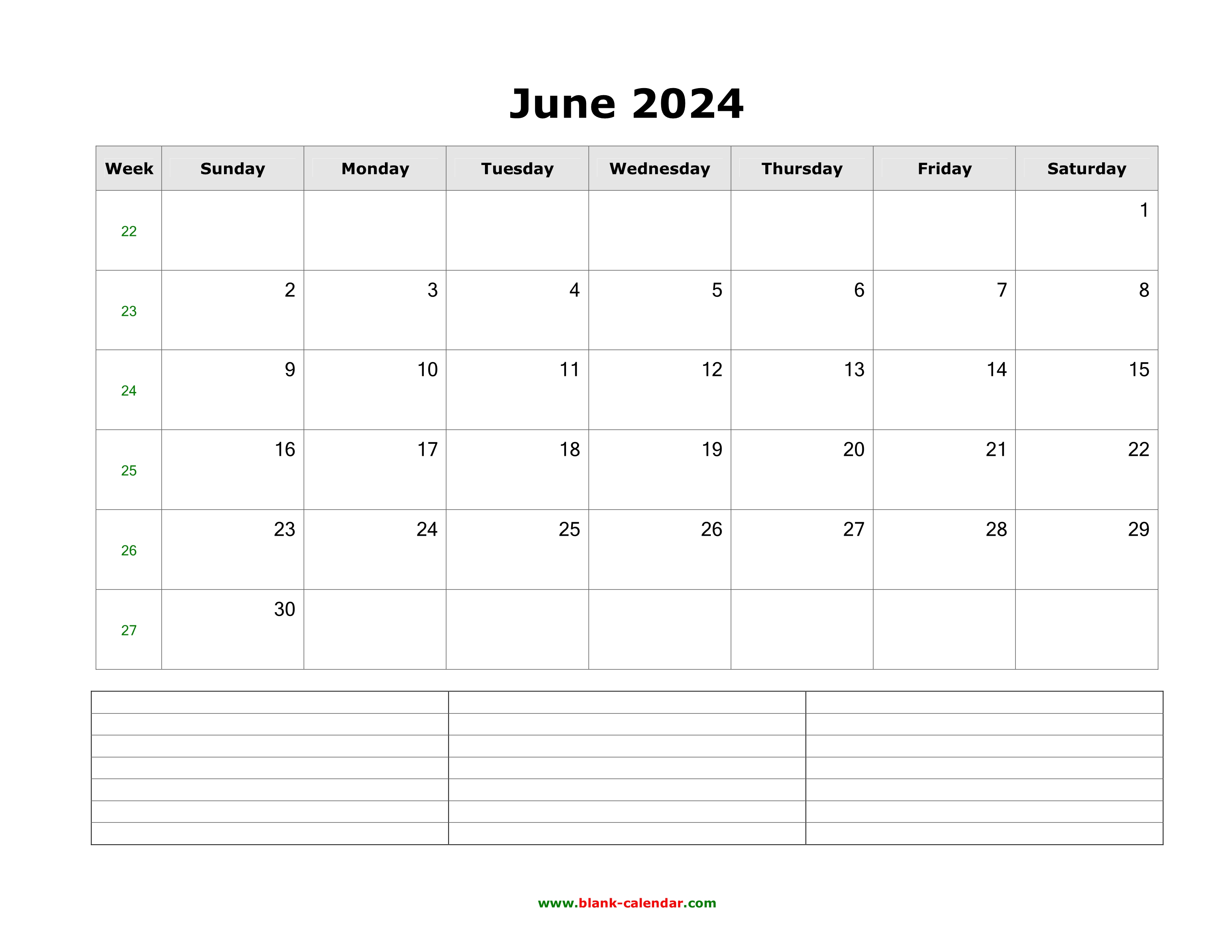 download-june-2024-blank-calendar-with-space-for-notes-horizontal