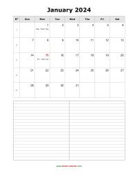 Download Blank Calendar 2024 with Space for Notes (12 pages, one month ...