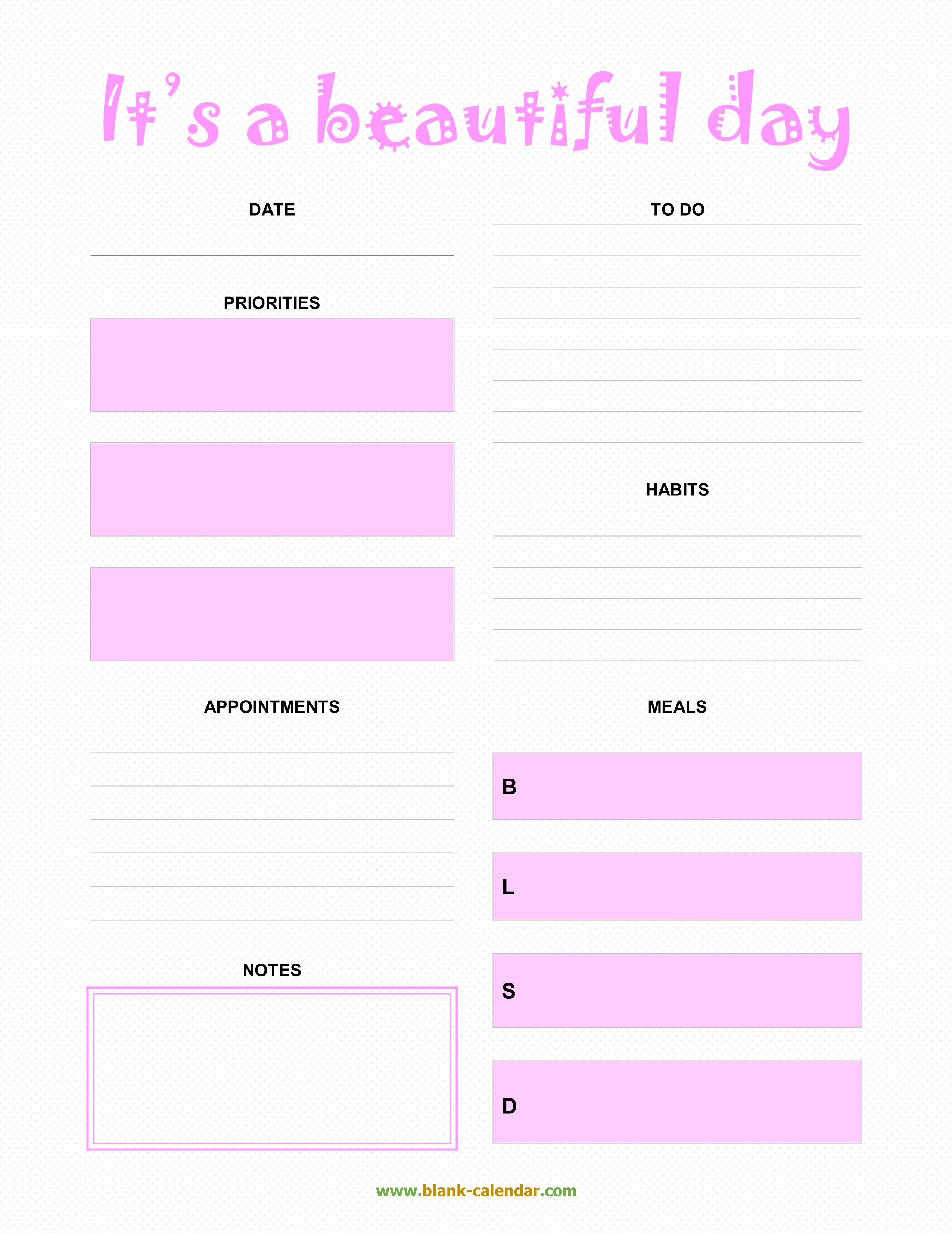 Daily Planner Template Word