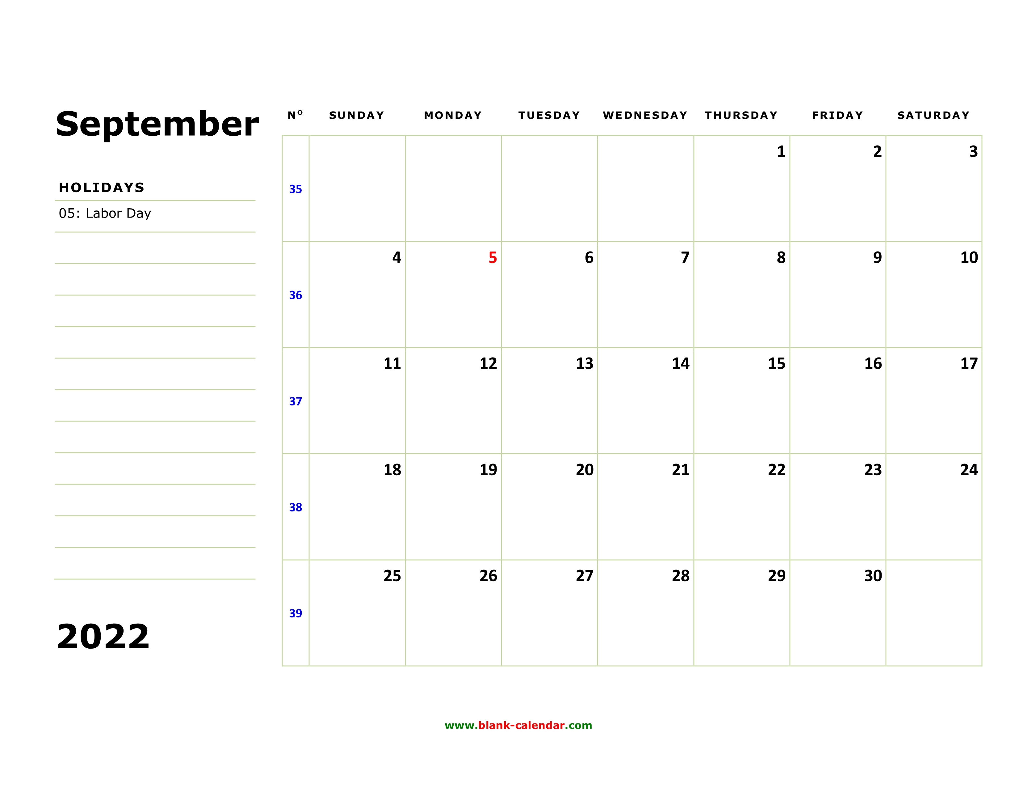 free download printable september 2022 calendar large box holidays