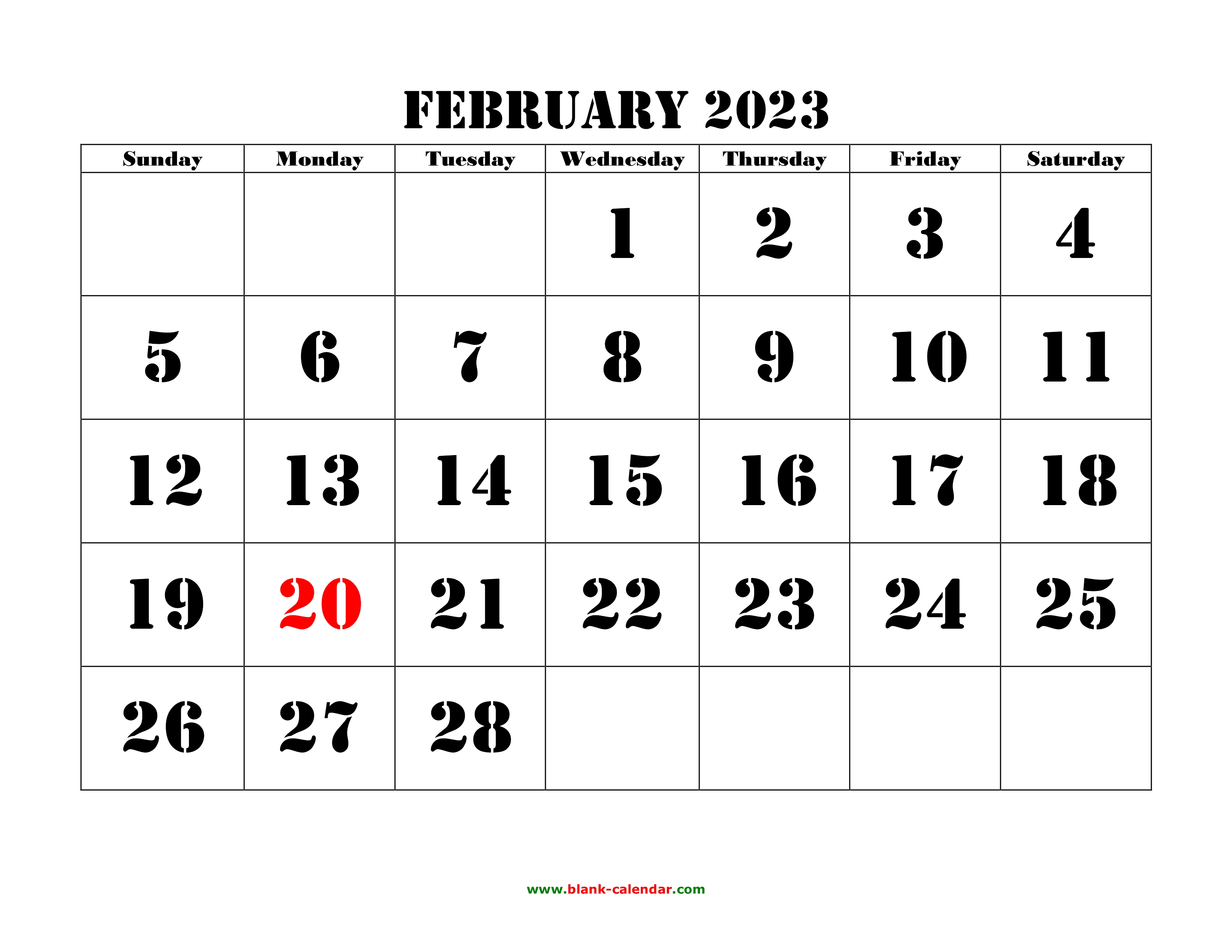 Free Printable February 2023 Calendar Pdf