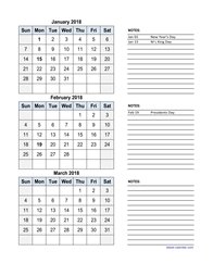 Free Download 2018 Excel Calendar, 3 months in one excel spreadsheet ...