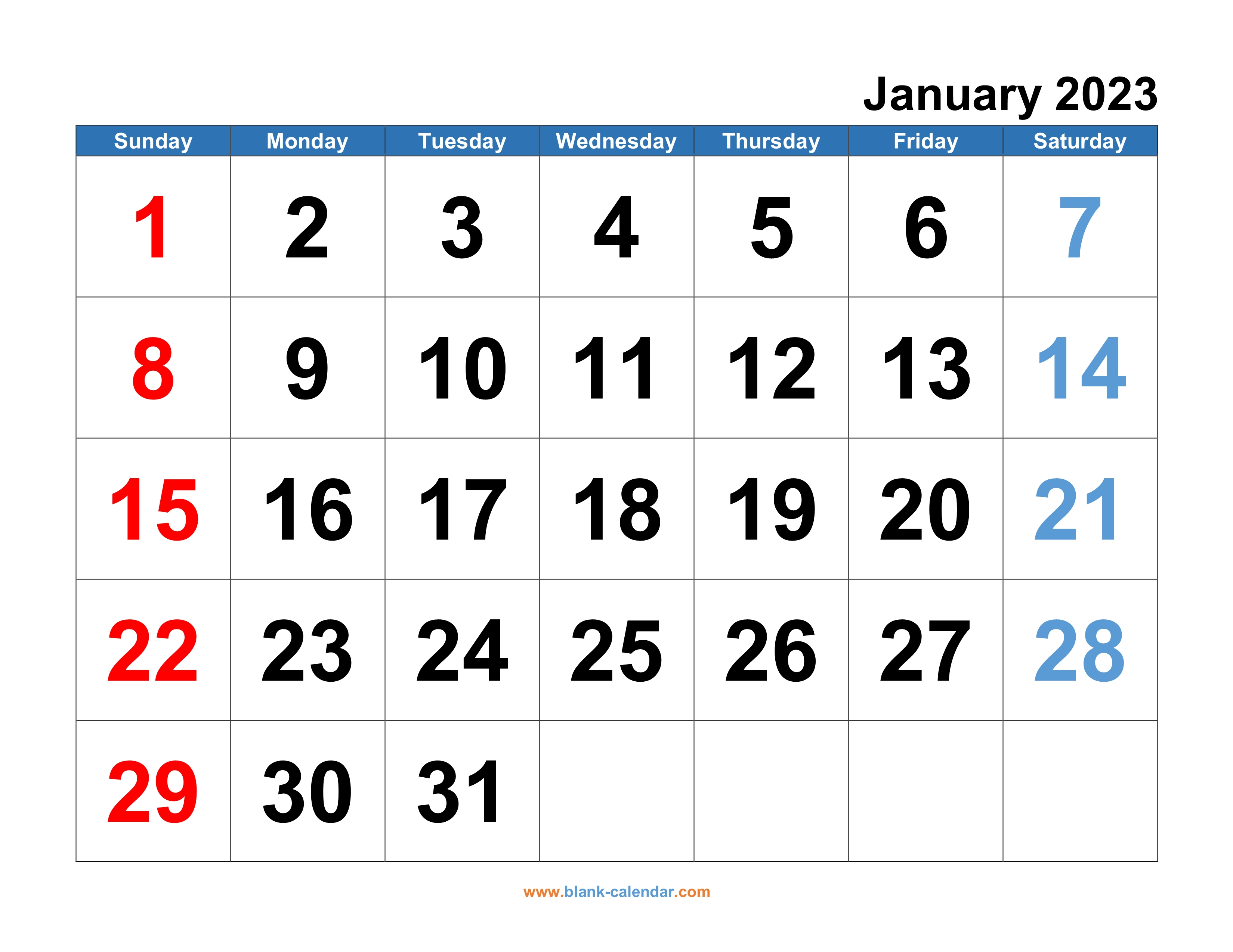 Free Printable Calendar By Month 2023