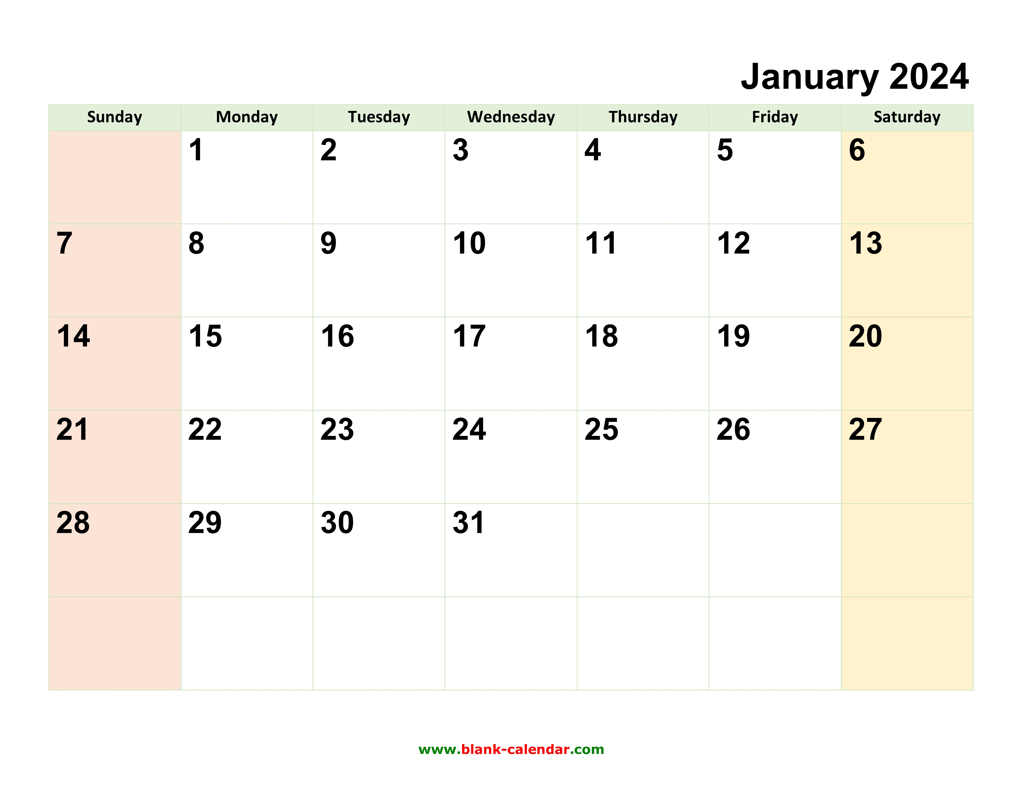 Monthly Calendar 2024 Free Download, Editable and Printable