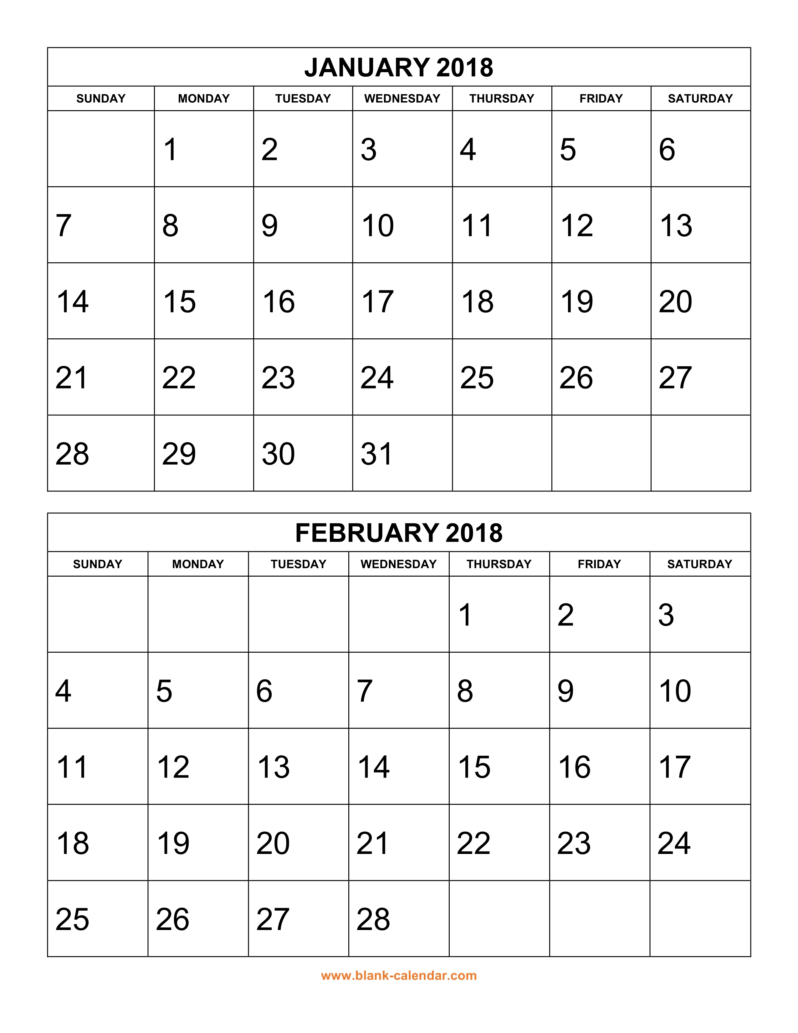 Free Download Printable Calendar 2018 2 Months Per Page 6 Pages 