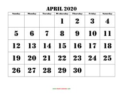 Free Download Printable April 2020 Calendar, pictures can be placed at ...