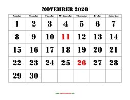 View Printable Calendar November 2020 With Holidays Gif