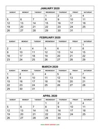 Free Download Printable Calendar 2020 in one page, clean design.