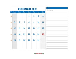 Free Download Printable December 2021 Calendar, large font ...