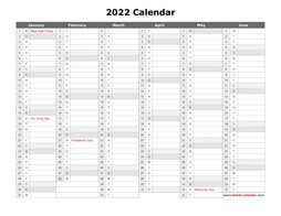Printable Calendar 2022 | Free Download Yearly Calendar Templates