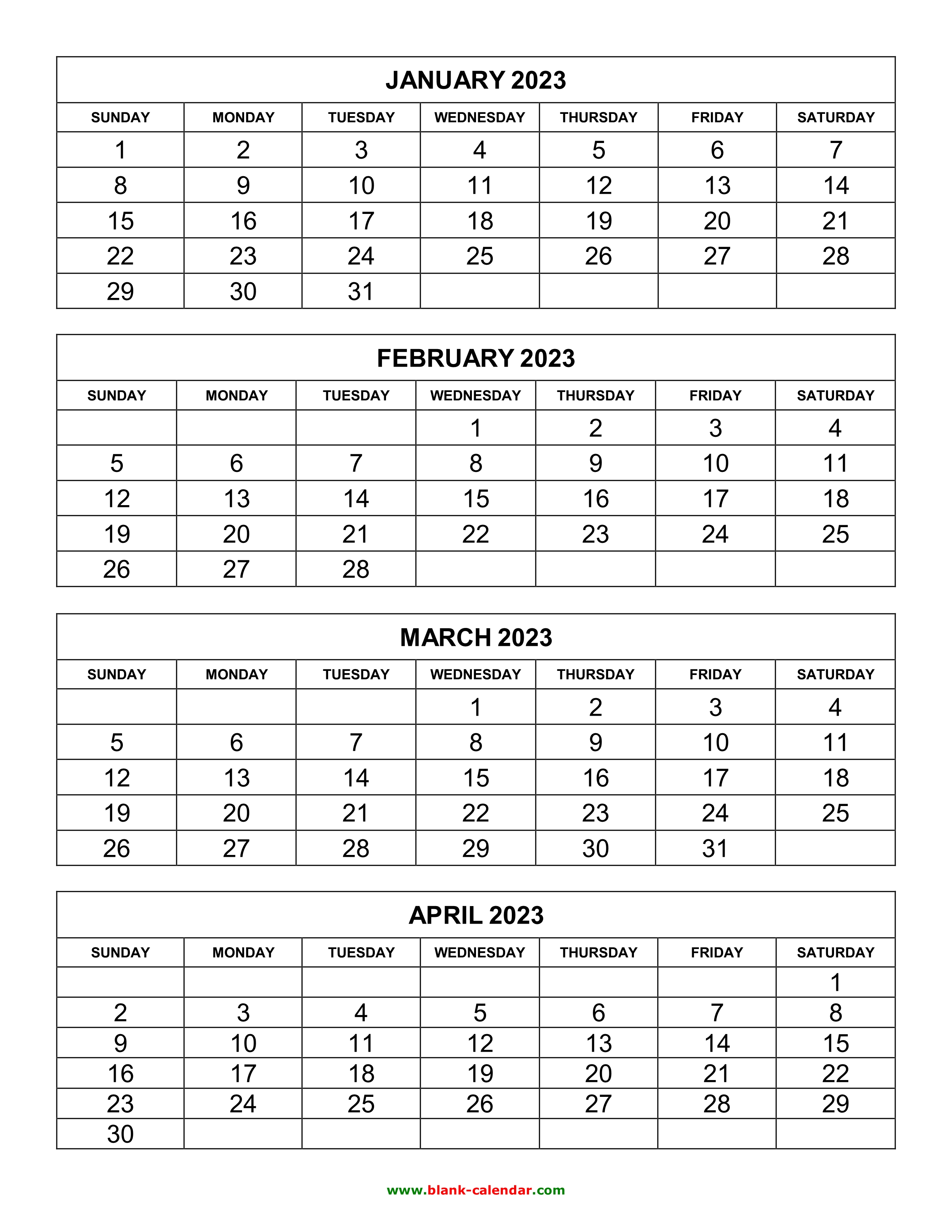free printable calendar 2023 template in pdf free download printable