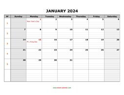 Free Download Printable January 2024 Calendar, large box grid, space ...