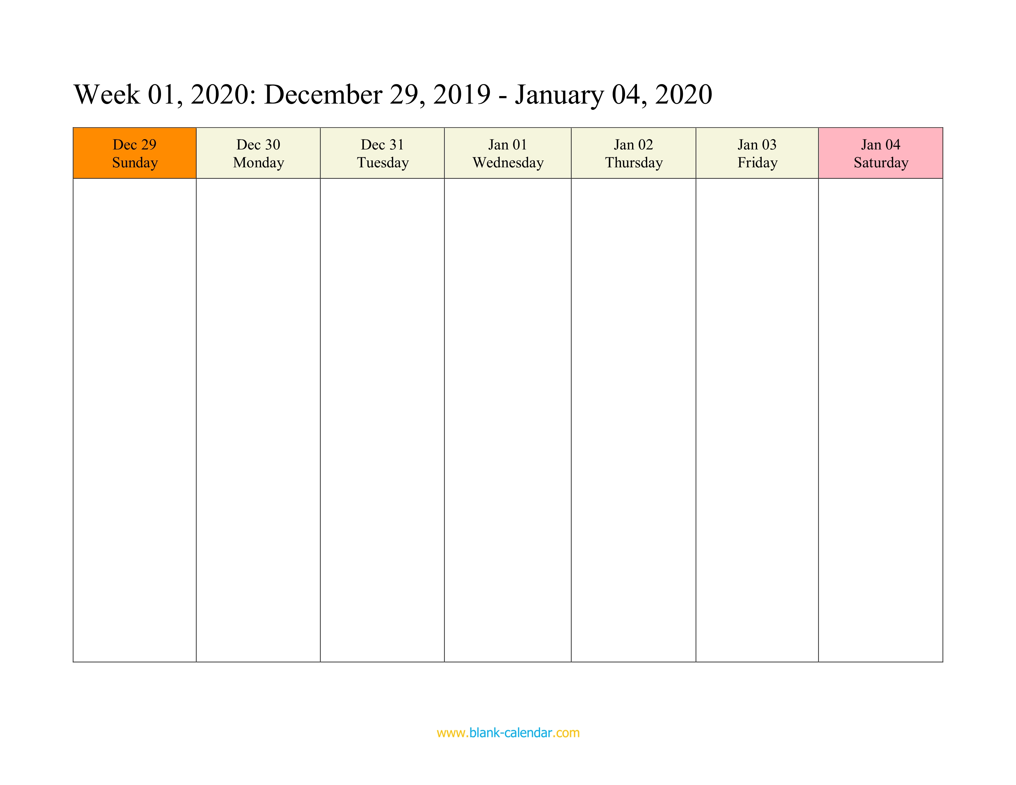 2020 calendar template word download