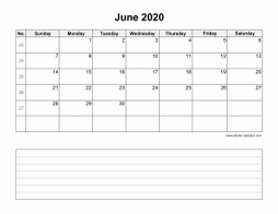 June 2020 Blank Calendar