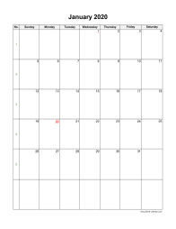 Download Blank Calendar 2020 (12 pages, one month per page, vertical)