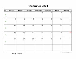 December 2021 Blank Calendar