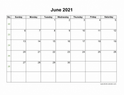 June 2021 Blank Calendar