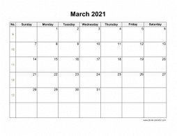 March 2021 Blank Calendar