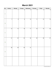 Download March 2021 Blank Calendar (vertical)