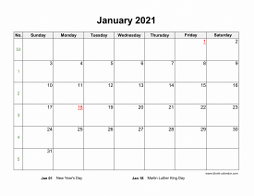 Blank Calendar 2021