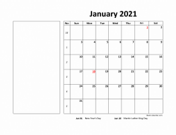 January 2021 Printable Calendars