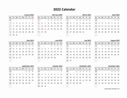 Yearly 2022 Calendars