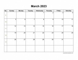 March 2023 Blank Calendar