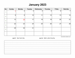 Download Blank Calendar 2023 with Space for Notes (12 pages, one month ...