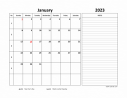 Monthly 2023 Calendars