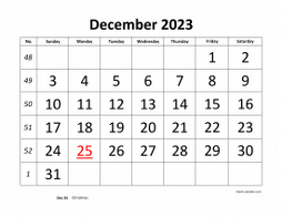 Free Download Printable December 2023 Calendar, large font design ...