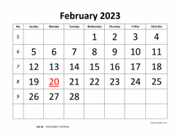 Free Download Printable February 2023 Calendar, large font design ...