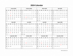 Yearly 2024 Calendars