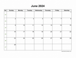 Download June 2024 Blank Calendar with US Holidays (horizontal)