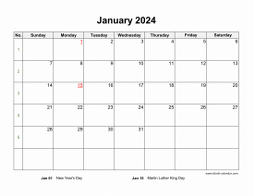 Download Blank Calendar 2024 with US Holidays (12 pages, one month per ...