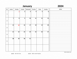 Monthly 2024 Calendars