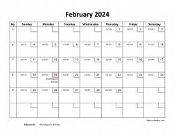Small Printable February 2024 Calendar Check Boxes 