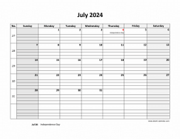 Free Download Printable July 2024 Calendar, large box grid, space for notes