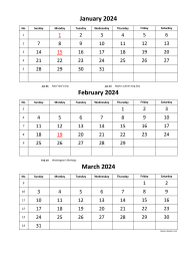 Free Download Printable Calendar 2024 with check boxes