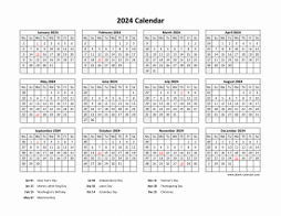 Free Download Printable Calendar 2024 with US Federal Holidays, one ...