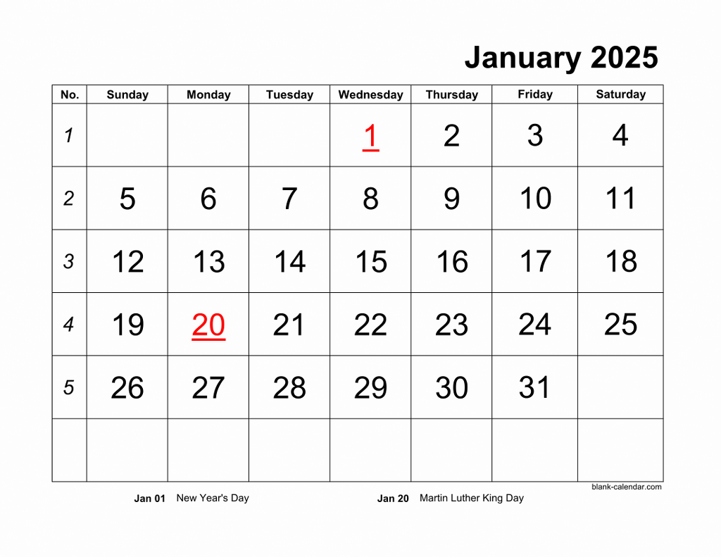 Monthly 2025 Calendars