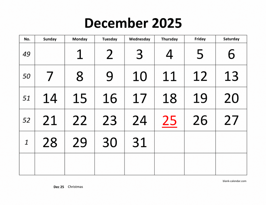 December 2025 Printable Calendars