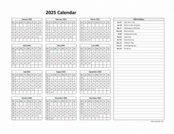 Yearly 2025 Calendars