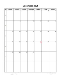 Download December 2025 Blank Calendar with US Holidays (vertical)