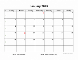 January 2025 Blank Calendar