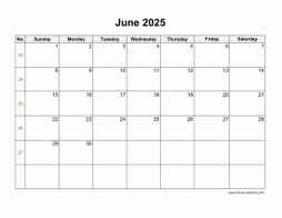 Download June 2025 Blank Calendar (vertical)