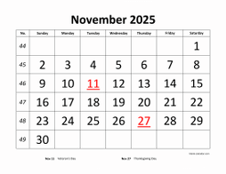 November 2025 Printable Calendars