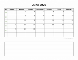 June 2026 Blank Calendar